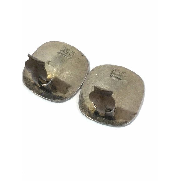 Aksel Holmsen Norway Sterling Enamel Square Clip On Earrings - Picture 5 of 10